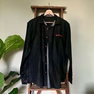 Men's Black Casual Button-Down Shirt